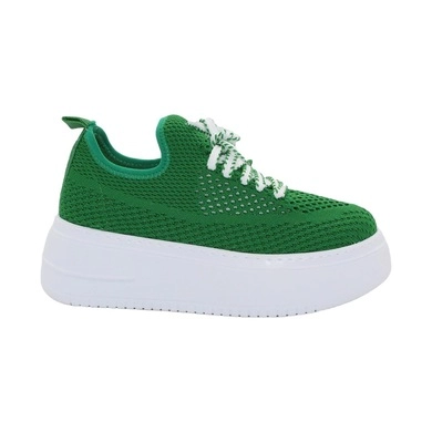 Mergenshoes Cmf Yeşil Günlük Triko Kalın Taban Kadın Spor Ayakkabı
